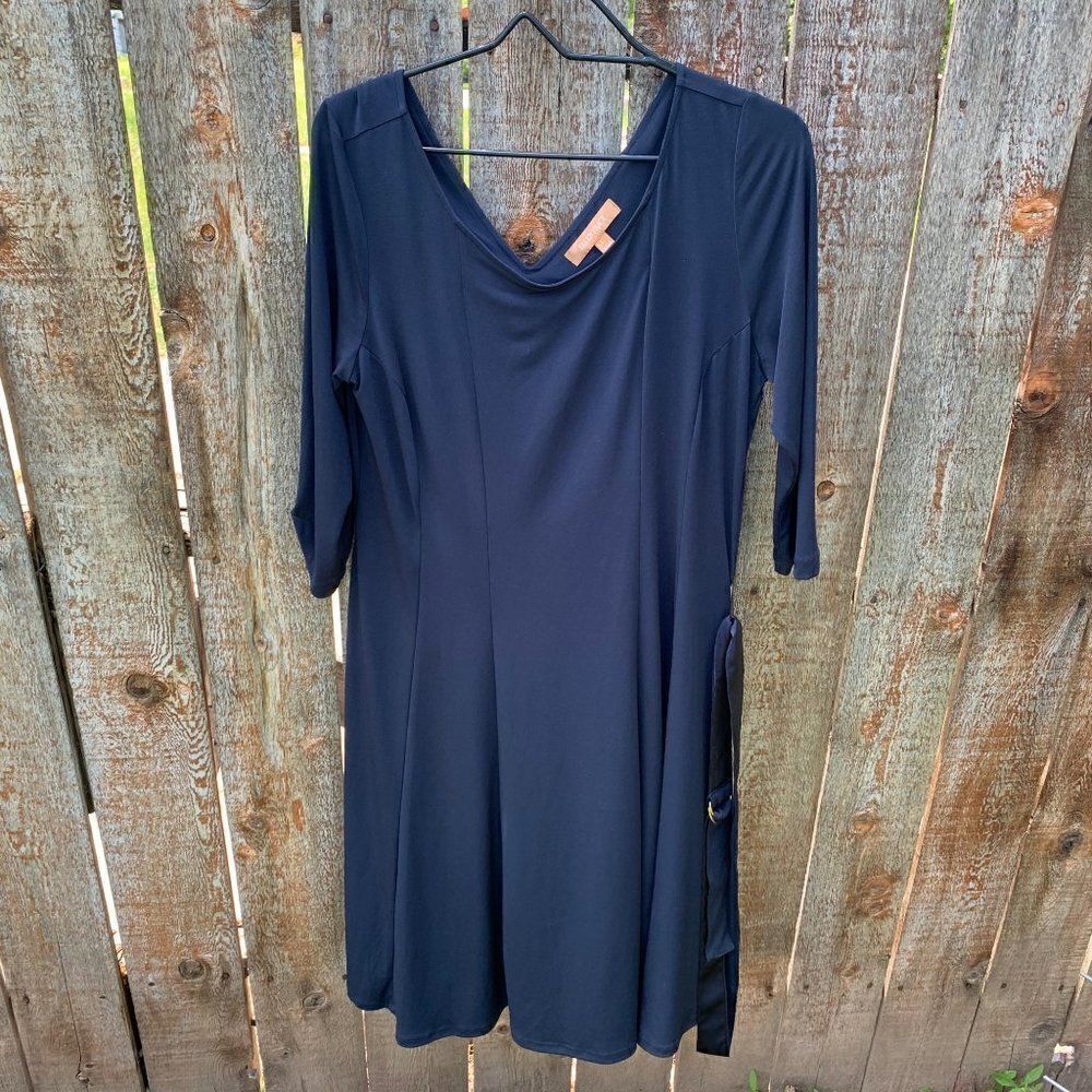 Ellen Tracy v-neck dress mid-sleeve large